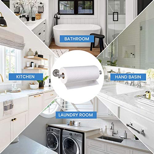 Paper Towel Holder Wall Mount - Under Cabinet Paper Towel Holders - Anti-Rust, Mounts On Wall or Cabinet, Vertically or Horizontally, Durable, Premium Elegant Design- Quick and Easy Installation | Anti-Rust, Mounts On Wall or Cabinet, Vertically or Horizo