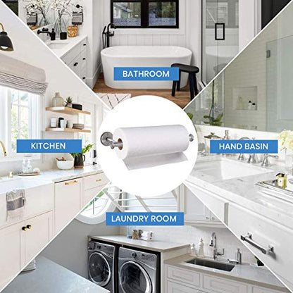 Paper Towel Holder Wall Mount - Under Cabinet Paper Towel Holders - Anti-Rust, Mounts On Wall or Cabinet, Vertically or Horizontally, Durable, Premium Elegant Design- Quick and Easy Installation | Anti-Rust, Mounts On Wall or Cabinet, Vertically or Horizo