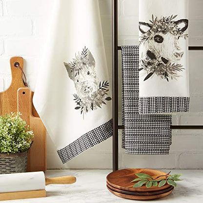 DII Home Sweet Farmhouse Kitchen Collection, Dishtowel Set, 18x28, Farm Animals, 3 Count - color: Farm Animals, size: Dishtowel Set, 18x28"