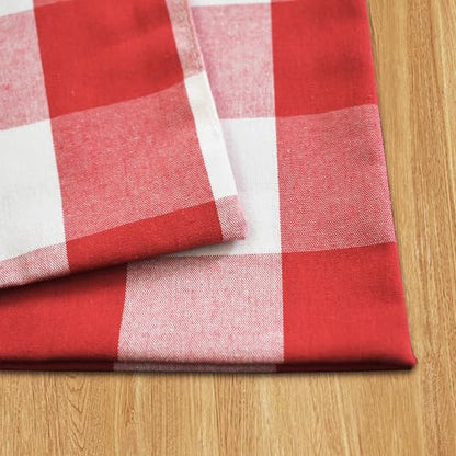 Burgundy Red & White 2 Side Cotton Buffalo Check Farmhouse Placemats Set of 4 Heat Resistant Dining Table Place Mats for Kitchen Table, 12 x 18 inches - color: Plaids Red & White, size: Rectangular Placemats 12" x 18"