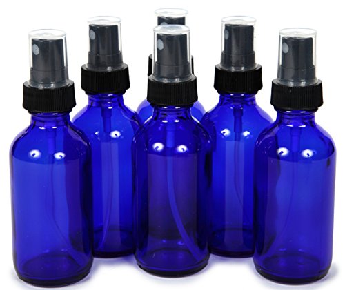 Vivaplex 6, Cobalt Blue, 2 oz Glass Bottles, with Black Fine Mist Sprayers