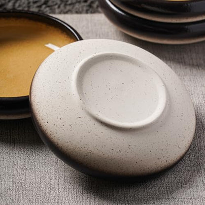 Uaral Ceramic Salad Plate,Plates and Bowls Set,Serving Dish Set,Appetizer Plates Set of 4,5.5inch,14oz(Crack Yellow) - color: Crack Yellow