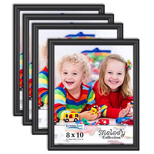 8x10 (20x25 cm) Picture Frames (Ink Black, 4 Pack), Contemporary Photo Frames, Melody Collection Picture Frame Set - color: Ink Black