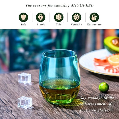18oz Colorful Stemless Wines Cups, Shatter-Proof Acrylic Glasses Drinkware, Reusable Plastic Bar Glasses, BPA-Free, Dishwasher-Safe - color: Multicolor