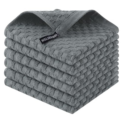 Homaxy 100% Cotton Terry Dish Cloths, 12"x12", 6-Pack, Dark Grey | Ultra Soft Absorbent Dish Towels with Hanging Loop, Pineapple Grid Designed - color: Dark Grey, size: 12 x 12 - 6 Pack