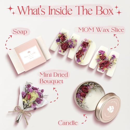 Mother's Day & Birthday Basket for Mom – Luxury Gift Box | With Candle, Ready to Gift, Floral Keepsake, From Daughter or Son