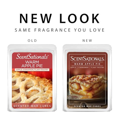 Scentsationals Warm Apple Pie Scented Wax Melts 10oz (24 Cubes) | Apple, Cinnamon, & Flaky Pastry Long Lasting Fragrance Melts for Scented Wax Warmers - style: Warm Apple Pie