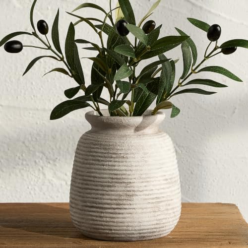Ceramic Flower Vase, Small Vase Rustic Farmhouse Vases Home Decor Short Pottery Decorative Pampas Vase for Table Living Room Entryway Mantel Bookshelf Bedroom Bathroom Kitchen - 6" D - color: 6" - D