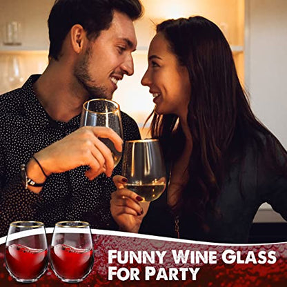 Mimorou Stemless Wine Glasses & Gold Rim, Set of 6, 17 oz Red Wine Glasses | Gold Rimmed, Elegant Style, Stable Base Prevents Tipping, for Wedding Party Events or Daily, as a Housewarming Gift