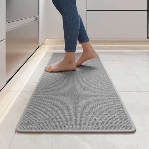 Kitchen Rugs Kitchen Mats for Floor Non Slip Washable Gray 17"x47" | Super Absorbent Woven Rubber Backing Washable Kitchen Floor Mat Sink Mat Runner Rugs Front of Sink, Easy Clean - color: A- Gray, size: 17"x47"
