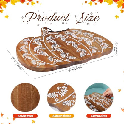 Pumpkin Shaped Cutting Board Acacia Wood Serving Board Wooden Serving Platter Tray Cheese Fruit Bread Christmas Holiday Xmas Kitchen Decoration - style: Pumpkin Shaped