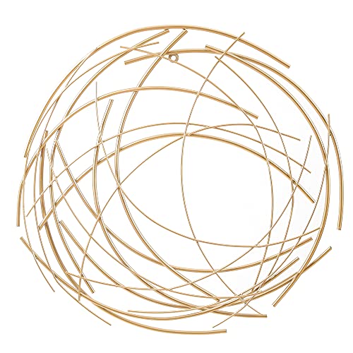 LuxenHome Gold Abstract Metal Wall decor, Mordern Iron Sticks Round Wall Art, Large Contemporary Bling Wall Sculptures, Hanging for Living Room Bedroom Office, 26 inch, Gold - color: Gold