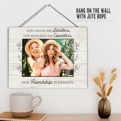 Rustic Wood Picture Frame,Farmhouse Picture Frame for 5x7 Photo –Our Friendship is endless – Fun Friend Gift for Besties, Roommates, Birthday or Graduation(Friendship) - color: Friendship