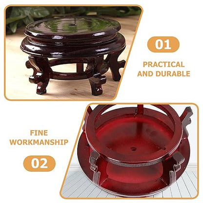 Vaguelly Wooden Plant Stand 6.3 Inch Indoor Flower Pot Holder Oriental Display Base for Succulents Vase Fishbowl Riser