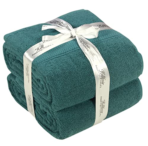 HILLFAIR 600 GSM- 40 x 80 Inches- 100% Cotton 2 Pc XXL Oversized Bath Towel Set- Soft Highly Absorbent Jumbo Bath Sheets Towels Sets- Quick Dry Oversized Bath Towel Sets for Hotel Spa Pool- Teal - color: Teal, size: 2 Pc XXl Oversized Towel Set