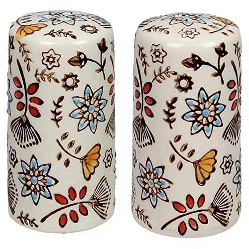 Country Floral Salt and Pepper Shakers, Unique Flower S&P Shaker Set | Hand-Painted Decorative & Functional Kitchen Decor