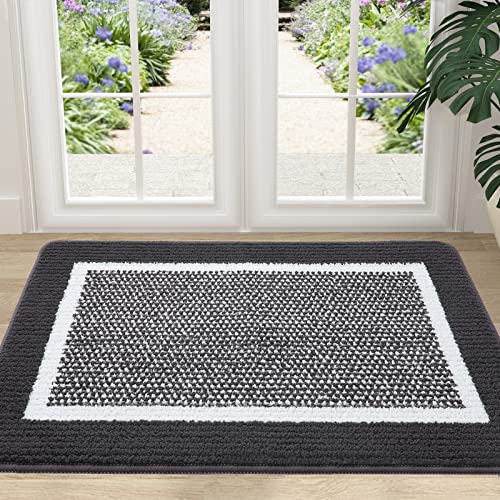 Colorxy Indoor Door Mat, Non-Slip Absorbent Resist Dirt Entrance Mat, Sturdy Low-Profile Inside Floor Carpet Mats, Washable Front Entry Doormats for Entryway, 47''x20'', Dark Grey - color: Dark Grey, size: 47''x20''