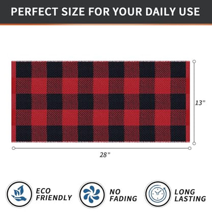 Homaxy 100% Cotton Plaid 4 Pack Kitchen Towels, 13" x 28", Black & Red | Waffle Weave, Plaid, Super Soft and Absorbent Dish Towels, Quick Drying, Multi-Purpose - color: Black & Red, size: 13 x 28 - 4 Pack