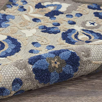 Nourison Home Aloha Natural Blue 2'3" x 10' Area Rug - Easy Clean, Non Shedding, Bed Room, Living Room, Dining Room, Kitchen (10' Runner) - color: Natural Blue, size: 2'3" x 10' (Runner)