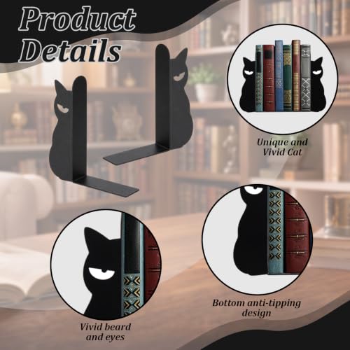 Angry Cat Bookends Set of 2 Sarcastic Metal Book Ends for Shelves Bookshelf Home Office Desk Bookshelf Decor Gift for Cat Lovers and Reading Enthusiasts - style: Angry Cat