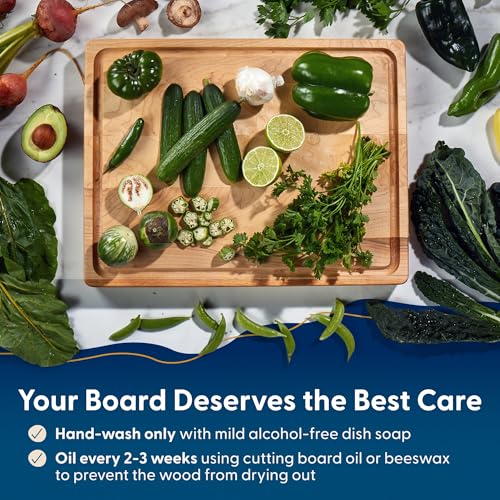 Sonder Los Angeles Winsome Hard Maple Wood Cutting Board, 17x13x1.5 in | Made in USA, Non-Toxic, Edge Grain, Juice Groove & Crackerwell for Charcuterie & Meal Prep, Built-in Handles, Gift Box, 8 lbs - color: Winsome | Maple | Edge Grain