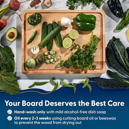 Sonder Los Angeles Winsome Hard Maple Wood Cutting Board, 17x13x1.5 in | Made in USA, Non-Toxic, Edge Grain, Juice Groove & Crackerwell for Charcuterie & Meal Prep, Built-in Handles, Gift Box, 8 lbs - color: Winsome | Maple | Edge Grain