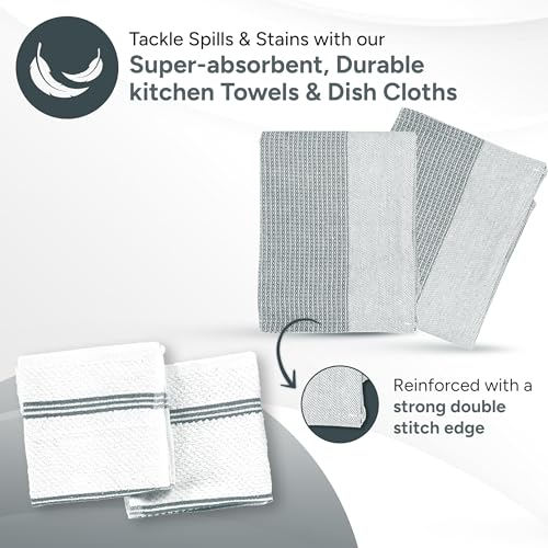 Casa Platino 8-Piece Mini Oven Mitt & Pot Holder Set – 500°F Heat Resistant with Silicone Grip, Includes 2 Kitchen Towels & 2 Dish Cloths for Drying – Non-Slip, Durable, Machine Washable – Grey - color: 05: Oven Mitts - Grey, size: Oven Mitt Set - 8 Pack