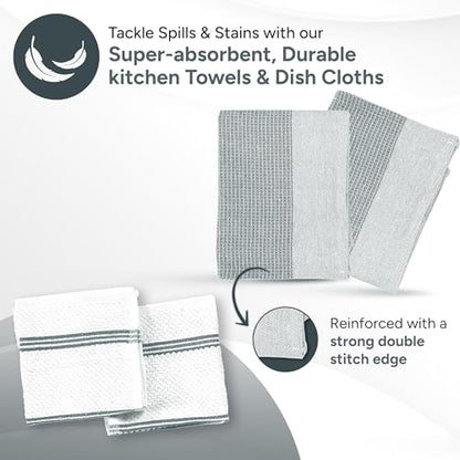 Casa Platino 8-Piece Mini Oven Mitt & Pot Holder Set – 500°F Heat Resistant with Silicone Grip, Includes 2 Kitchen Towels & 2 Dish Cloths for Drying – Non-Slip, Durable, Machine Washable – Grey - color: 05: Oven Mitts - Grey, size: Oven Mitt Set - 8 Pack