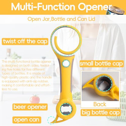 Oneleaf 3-in-1 Kitchen Tool Set, Bottle Opener, Ice Cream Scoop, Vegetable Peeler, Non-Slip Silicone Handle, Stainless Steel Blade, for Home, Camping, Travel, Easy Grip & Effortless Use