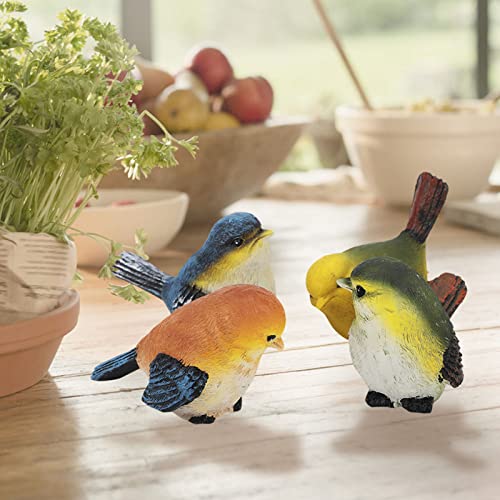 Ejoyous 4Pcs Bird Figurine Statue Resin Animal Sculpture Garden Decor | Decorative Small Bird Figurines Ornament for Outdoor Lawn Courtyard Farmhouse