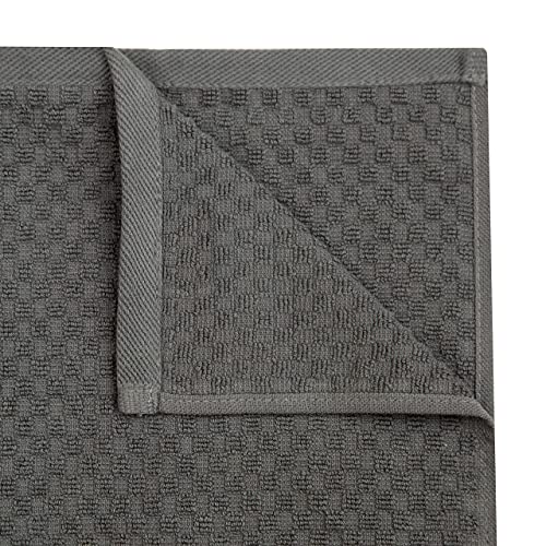 COTTON CRAFT Amazing Kitchen Towel - 12 Pack 100% Cotton Waffle Terry Towel | Charcoal - 16x28 Euro Café Waffle Weave Dish Towels - Soft Absorbent Quick Dry Low Lint Reusable Pantry Bar Cleaning Cloth - color: Charcoal, size: 12 Pack