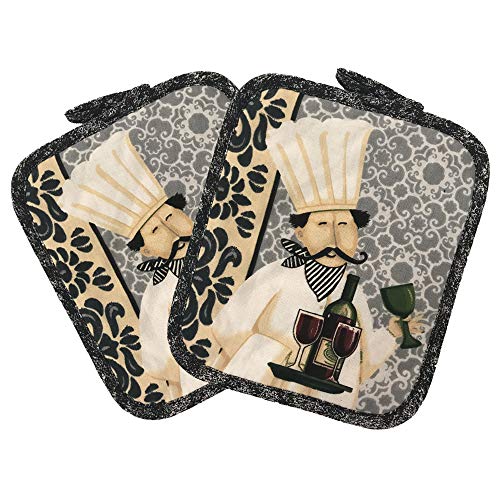 Kitchen Towel 5 Piece Linen Set 2 Towels 2 Pot Holders 1 Oven Mitt (Chef) - color: Chef