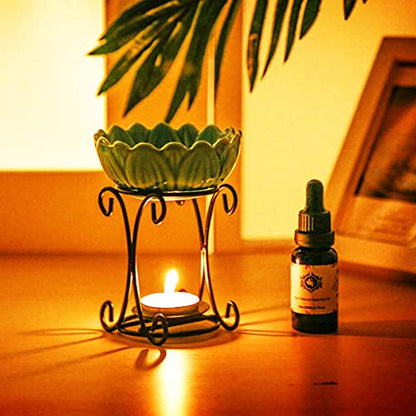 Tealight Wax Warmer Oil Burner, Iron Wax Melter Tea Light Holder, Wax Melt Burner Candle Wax Warmer Non Electric Oil Warmer (Turquoise) - color: Turquoise
