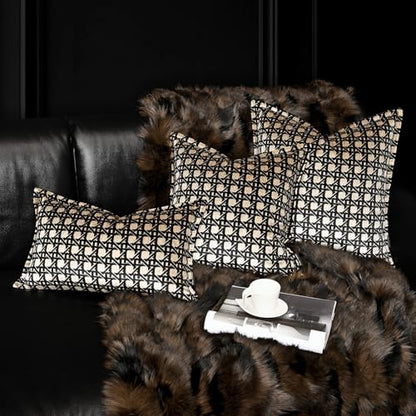 Velvet Lumbar Pillow Covers 12x20 inches, Luxury Gold Geometric Pattern Pillow Cover, Modern Luxury Rectangle Pillow Cushion Covers for Bed Couch Sofa Living Room Bedroom - color: Gem Rhombus, size: 20" x 12" (Pack of 1)