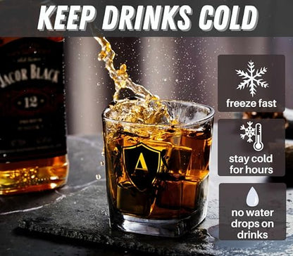 Whisky Gifts for Men, Personalized Initial Whiskey Glass with Whiskey Stones for Dad, Boyfriend, Best Friends, Coworkers, Husband, Brother, Uncle and Boss on Father's Day, Boss Day and Birthday - C - color: C