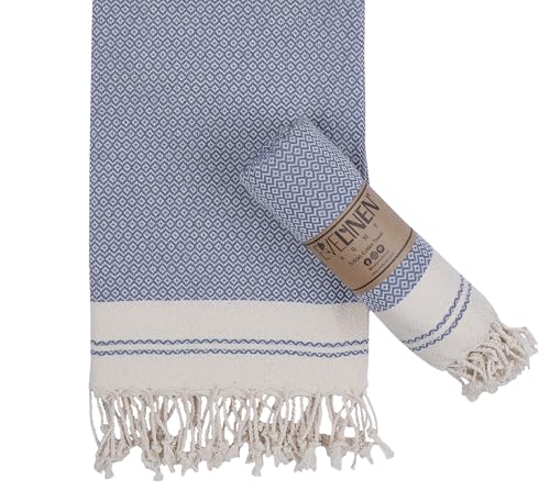 Evelynen Turkish Hand Towels for Bathroom & Kitchen Towels Decorative Set of 2 | Boho Farmhouse Hand Towels with Hanging Loops for Face, Tea, Dish, Kitchen & Bath | (16" x 32" - Queen Blue) - color: Queen Blue