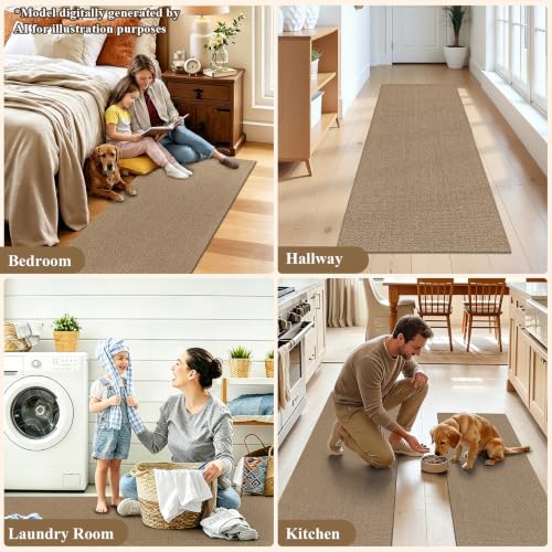 HEBE Washable Hallway Runner Rug 2'x5', Cotton Woven Kitchen Rug Runner | Non Slip Rubber Backed Hall Runners, Neutral Cotton Floor Carpet Runner for Entryway,Hallway, Bedroom,Bedside Rug - size: 2' x 5' (Rectangular)