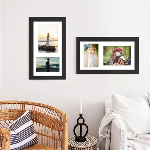 DUENPY 8x14 Multi Size Collage Frame Photo Display Black | Wall Mount Display, Horizontal & Vertical, 8x14 (Without Mat) Photo Frame, Premium MDF & Shatterproof Acrylic - color: Black, size: 8x14（4x6+5x7 opening）