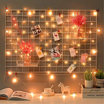 2 Pack Large Wall Grid Panels with Light and Clips, Photo Display Board, Picture Frame Collage Board, Wire Grid Wall Panel Room Decoration,White - color: White