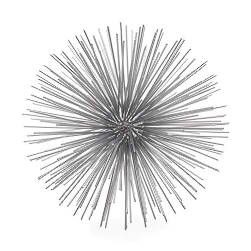 Torre & Tagus 7” Spike Silver Sphere Decor (Steel Metal Ball Decor) Handmade Starburst Table Decoration, Geometric Decorative Objects for Shelves, Mid-Century Modern Sputnik Home Table Accent - color: Silver, size: Large
