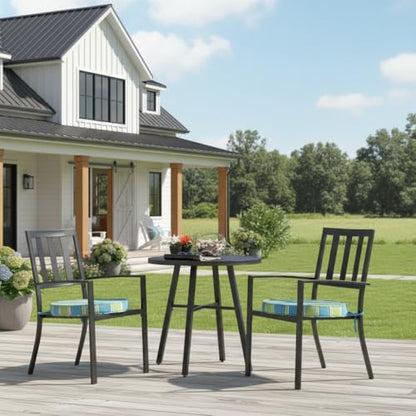 Greendale Home Fashions Set of 2 Outdoor 18 inch Round Patio Dining Chair Pads – Comfortable Fiber-Filled Seat Cushions with Ties, Reversible Polyester Fabric, Cayman Stripe - color: Cayman Stripe