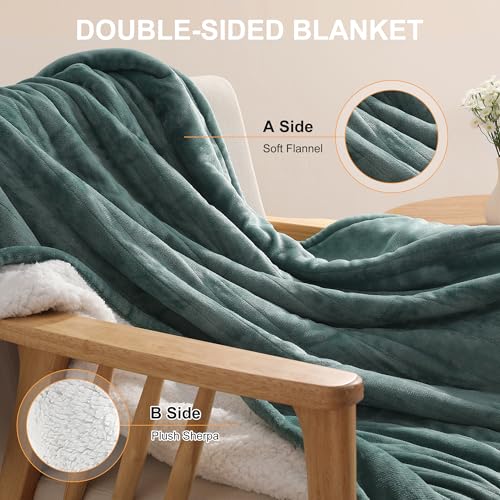 Heated Throw Blanket Electric blanket 50X60in Fluffy Sherpa Heated Blanket - color: Dusty Teal, size: Throw 50" x 60"