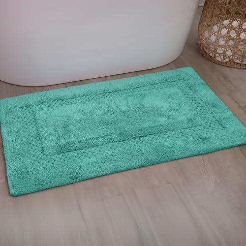 Home Weavers Classy Bathmat 100% Cotton Bathroom Rugs Set, Bathroom Décor, Washable Rug, Extra Soft and Absorbent Bath Rug, Kitchen Mat, Bath Mat Set, Bath Floor Mat Non Slip, 21"x34" Rectangle, Aqua