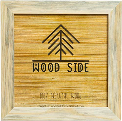Rustic Wooden Square Picture Frames 4x4 - Set of 2-100% Natural Solid Eco Wood with Real Glass for Wall Mounting and Tabletop Display Unfinished Photo Frame - color: Natural