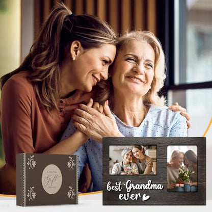Grandma Gifts, Mothers Day Grandma Gift from Grandkids, 3D Photo Frame Hold 4x6 Inches Two Photos - Picture Frame Present for Grandparents Day - color: Grandma