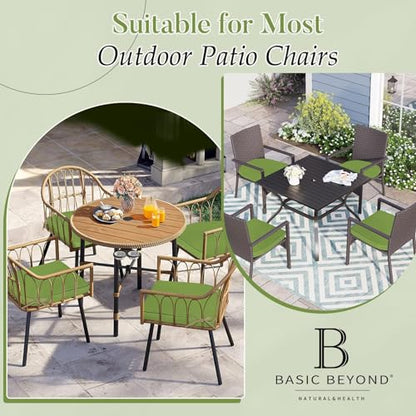 Basic Beyond Outdoor Cushions for Patio Furniture Waterproof Outdoor Chair Cushions Set of 4-19 x 19 x 3 Inch Thick Patio Chair Cushions with Adjustable Ties, Apple Green - color: Apple Green