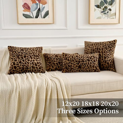 GALMAXS7 Cheetah Pillow Covers Leopard Throw Pillow Covers Set of 2, 12x20 | Faux Fur Throw Pillow Covers Leopard Couch Pillow Covers Fluffy Soft Decorative for Home Living Room Bedroom - size: 20" x 12" (Pack of 2)