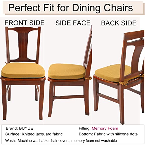 BUYUE Luxury 100% Pure Memory Foam Chair Cushion 1 Pack, Jacquard 16" U-Shape Comfortable Dining Chair Pad, Removable Slip Resistant Kitchen Chair Seat Cushion, (1 piece, Ocher) - color: Ocher
