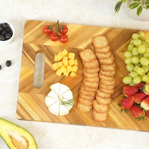 Howizz Solid Acacia Wood 36"x12" Extra Large Charcuterie Board with Handles, Grazing Board Serving Board Herringbone Chevron Serving Tray for Bread, Meat, Appetizers, Kitchen Cutting Board - color: Premium Herringbone, size: 36"L x 12"W