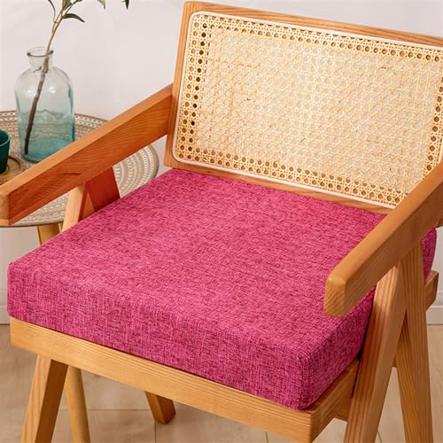 Reyox Recliner Cushion for Armchair 2" Thick Hot Pink 16" x 16" | Removable Cotton Linen Cover, Non Slip Square Chair Cushion, Thicken Foam Chair Pads for Long Sitting - color: 2" Thick Hot Pink, size: 16" x 16"